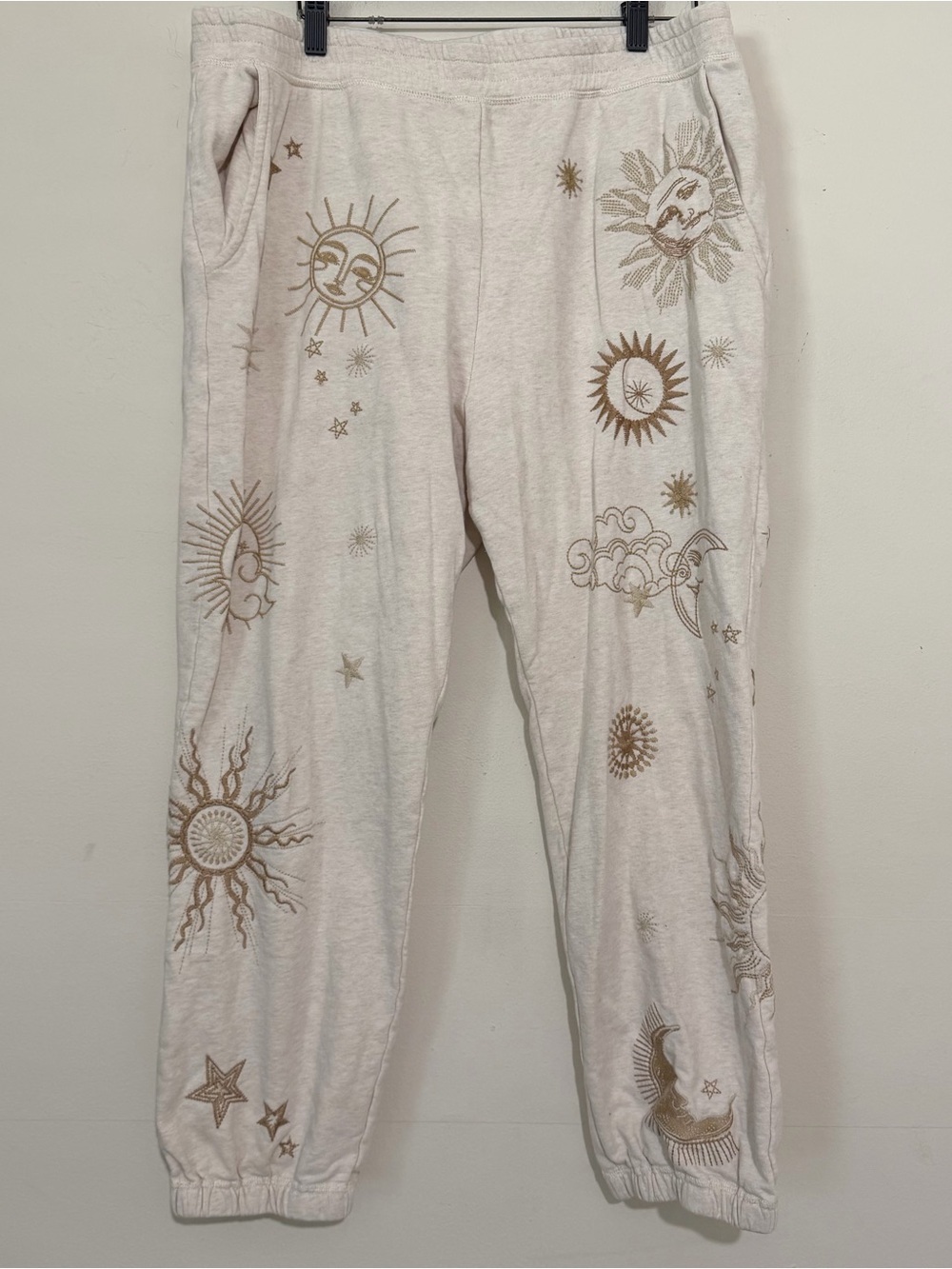 Johnny Was Lunata Modern Oatmeal Celestial Moon & Stars Jogger Pants SIZE XL - Picture 4 of 8
